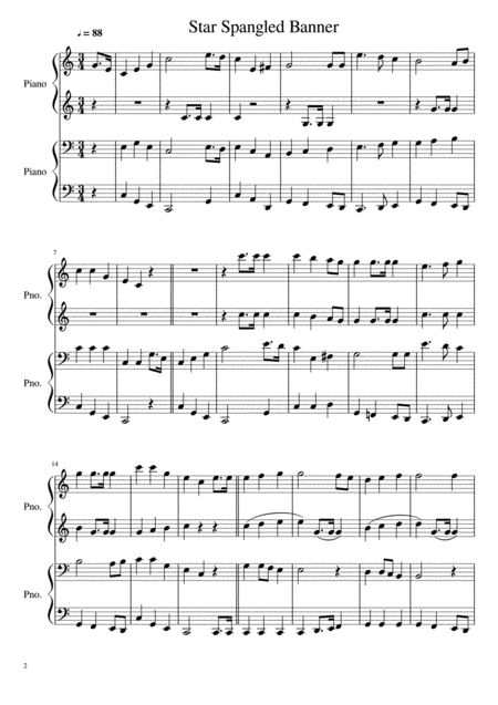 Star Spangled Banner 4 Hands 1 Piano Page 2