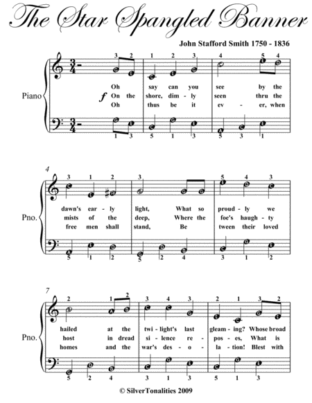 Star Spangled Banner Easy Piano Sheet Music Page 2