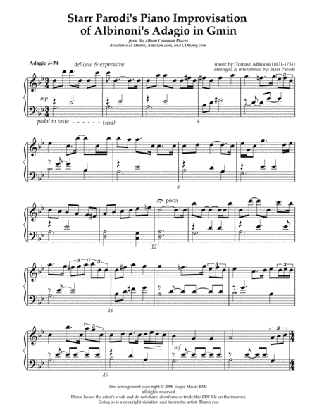 Starr Parodi Piano Improvisation Of Albinonis Adagio In Gmin Page 2