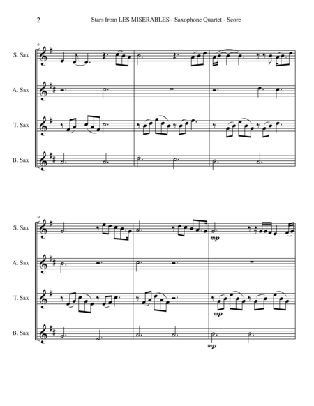 Stars From Les Miserables For Saxophone Quartet Page 2