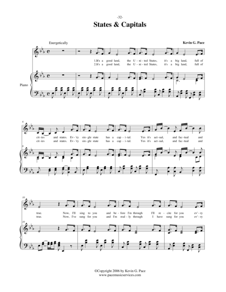 States Capitals Vocal Solo Or Unison Choir With Piano Accompaniment Page 2