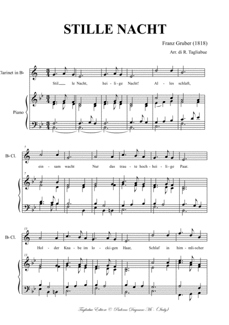 Stille Nacht Arr For Clarinet In Bb Voice And Organ Page 2