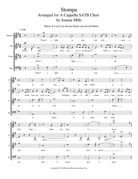 Stompa As Performed By Serena Ryder For Satb A Cappella Choir Page 2