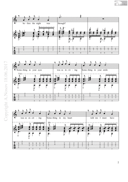 Strangers In The Night Sheet Music For Vocals And Guitar Page 2