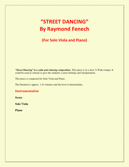 Street Dancing For Solo Viola And Piano Early Intermediate Intermediate Level Page 2