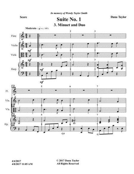 Suite No 1 For Flute Violx And Harp Minuet And Duo Page 2