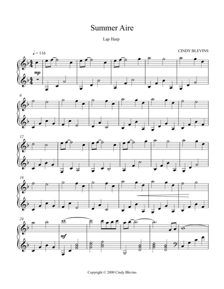 Summer Aire An Original Solo For Lap Harp From My Book Gentility Lap Harp Version Page 2