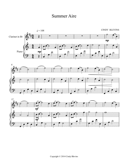 Summer Aire For Piano And Clarinet Page 2