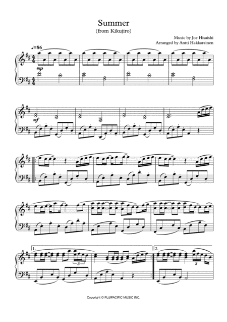 Summer From Kikujiro Piano Page 2