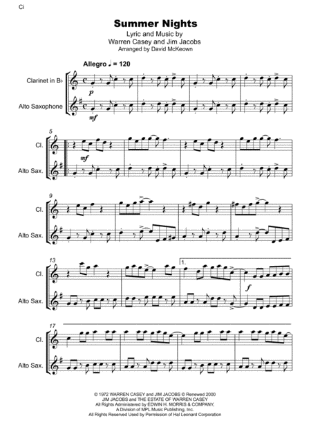 Summer Nights From Grease Clarinet And Alto Saxophone Duet Page 2