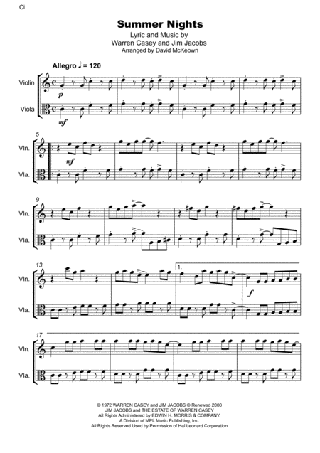 Summer Nights From Grease Violin And Viola Duet Page 2