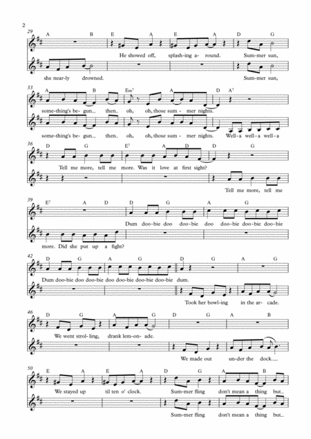 Summer Nights Leadsheet For Singalong Fun Page 2