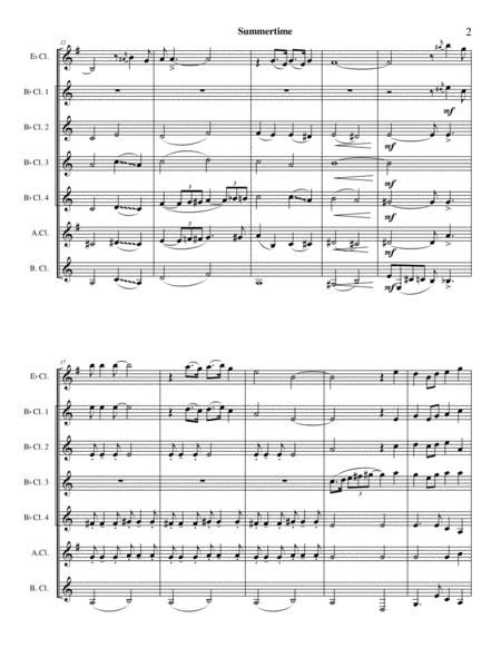 Summertime Clarinet Choir Page 2