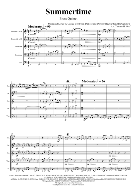 Summertime Gershwin 11 8 Brass Quintet Page 2