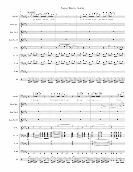 Sunday Bloody Sunday U2 Full Score Set Of Parts Page 2