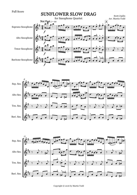 Sunflower Slow Drag For Saxophone Quartet Satb Page 2