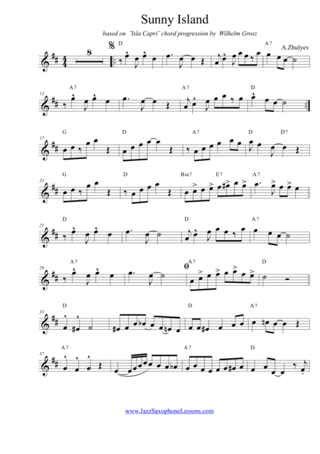 Sunny Island New Orleans Jazz Style Composition For Saxophone Alto Baritone Eb Page 2