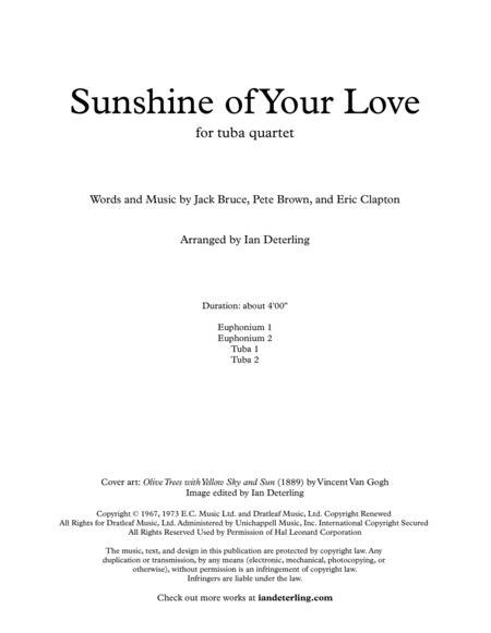 Sunshine Of Your Love For Tuba Quartet Page 2