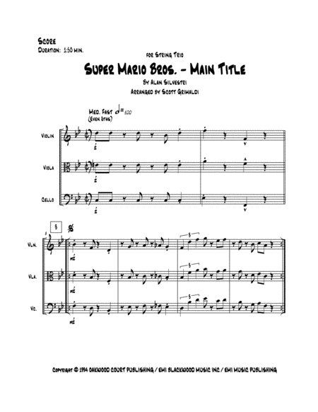 Super Mario Bros Main Title For String Trio Page 2