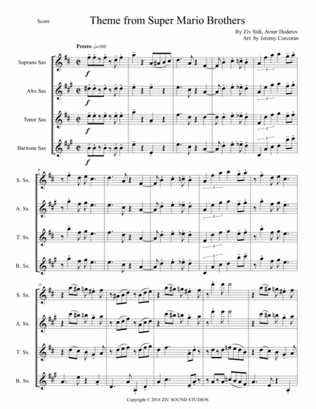 Super Mario Brothers Main Theme For Saxophone Quartet Satb Or Aatb Page 2