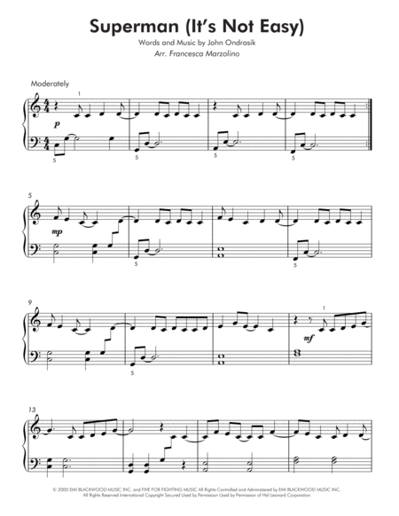 Superman Its Not Easy Easy Piano Page 2