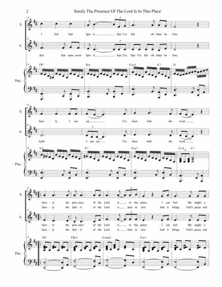 Surely The Presence Of The Lord Is In This Place Duet For Soprano Alto Solo Page 2