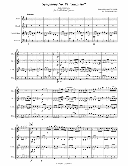 Surprise Symphony For Double Reed Quartet 2 Oboes English Horn Bassoon Page 2