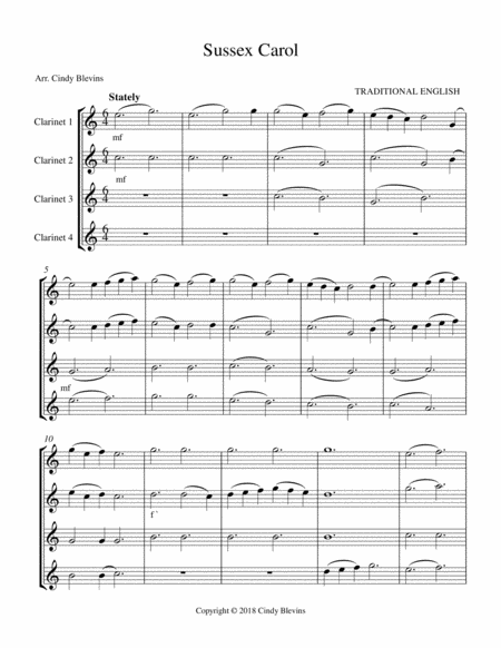 Sussex Carol For Clarinet Quartet Page 2