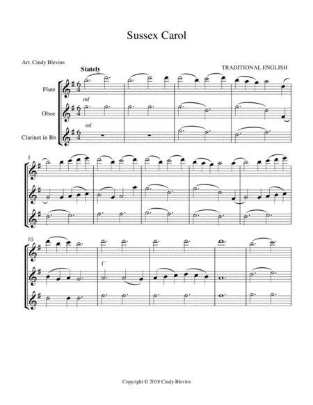 Sussex Carol For Flute Oboe And Clarinet Page 2