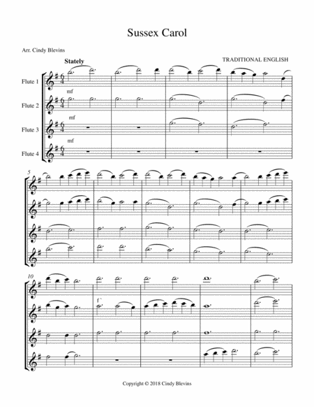 Sussex Carol For Flute Quartet Page 2