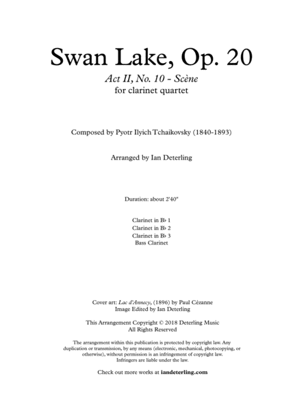 Swan Lake For Clarinet Quartet Page 2