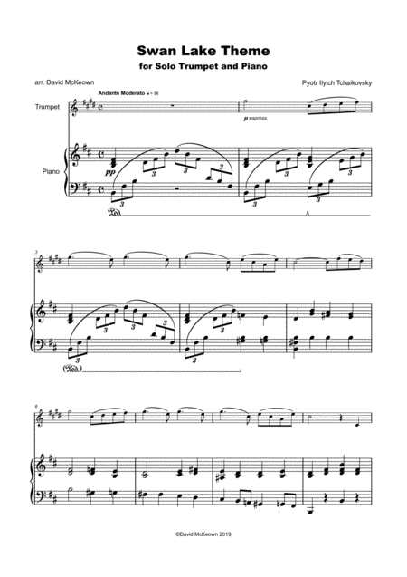 Swan Lake Theme For Solo Trumpet And Piano Page 2