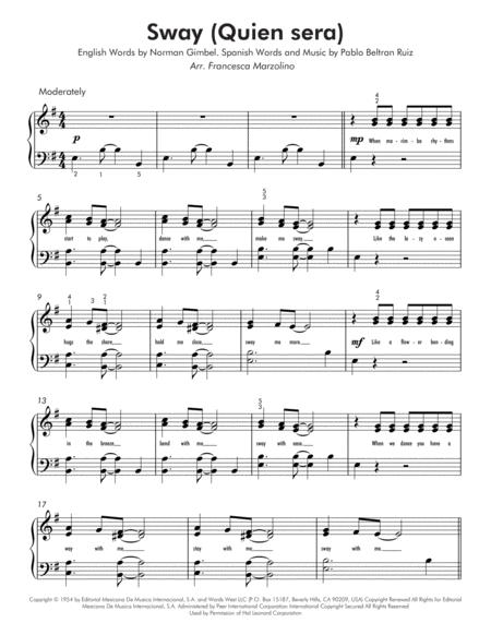 Sway Quien Sera Easy Piano Page 2