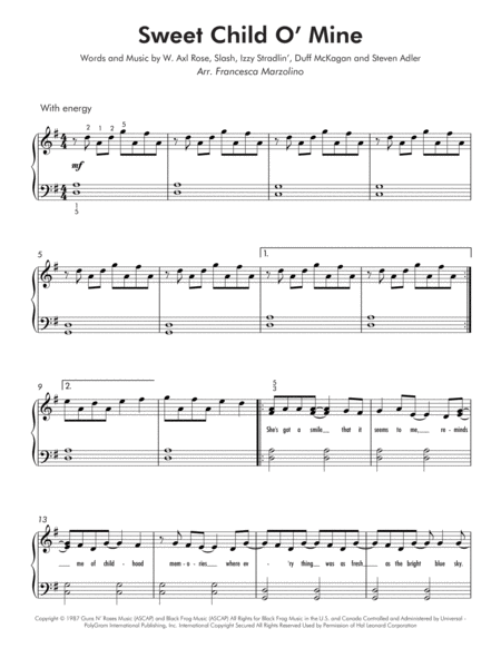 Sweet Child O Mine Easy Piano Page 2
