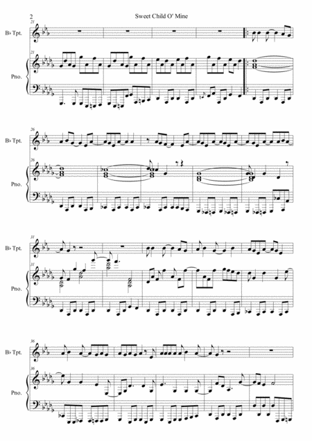 Sweet Child O Mine For Trumpet And Piano Page 2