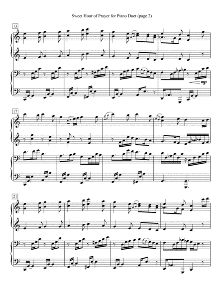 Sweet Hour Of Prayer For Piano Duet Page 2