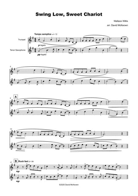 Swing Low Swing Chariot Gospel Song For Trumpet And Tenor Saxophone Duet Page 2