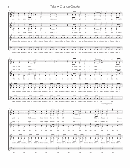 Take A Chance On Me Abba For Ssaattbb Vocal Octet Page 2