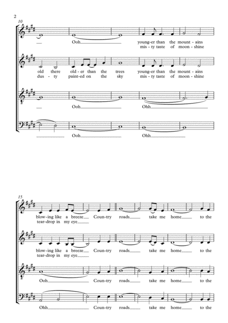 Take Me Home Country Roads Arranged For A Capella Choir Page 2