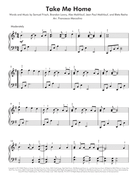 Take Me Home Easy Piano Page 2