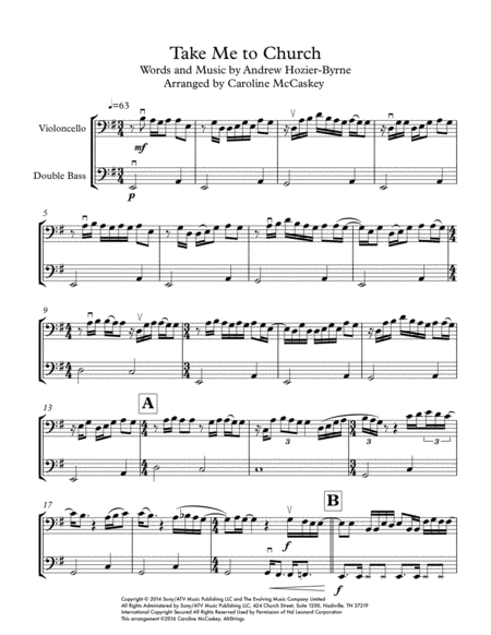 Take Me To Church Cello And Double Bass Duet Page 2