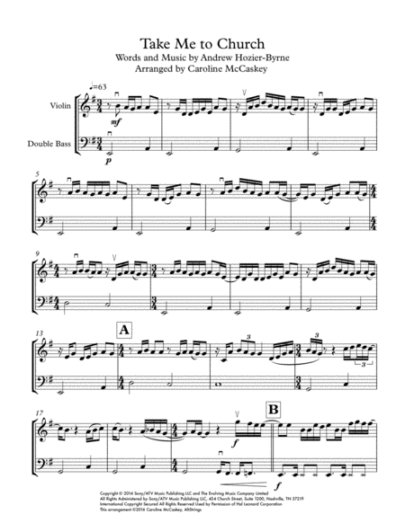 Take Me To Church Violin And Double Bass Duet Page 2