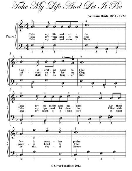 Take My Life And Let It Be Easy Piano Sheet Music Page 2