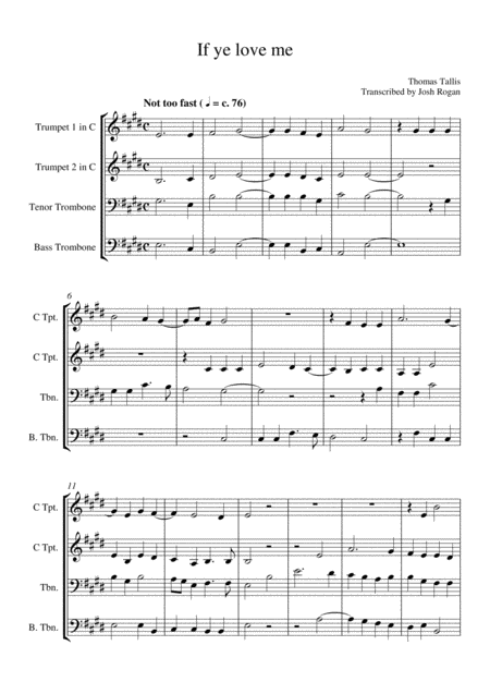 Tallis If Ye Love Me For Brass Quartet Arr Josh Rogan Page 2