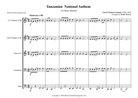 Tanzanian National Anthem For Brass Quintet Page 2