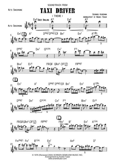 Taxi Driver Theme Alto Saxophone Part Page 2