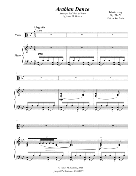 Tchaikovsky Arabian Dance From Nutcracker Suite For Viola Piano Page 2