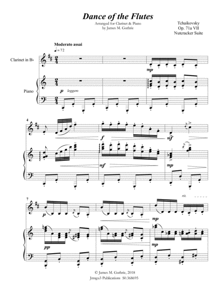 Tchaikovsky Dance Of The Flutes From Nutcracker Suite For Clarinet Piano Page 2