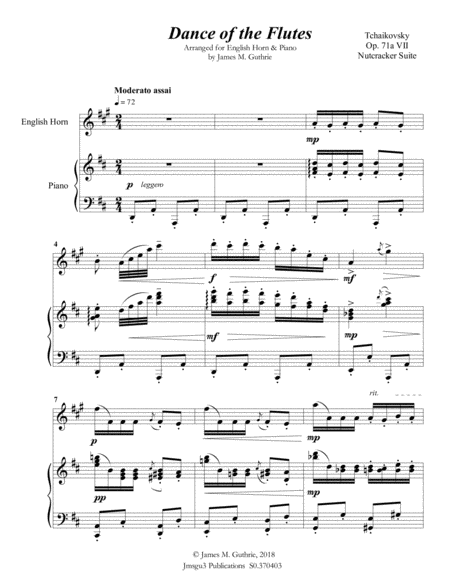 Tchaikovsky Dance Of The Flutes From Nutcracker Suite For English Horn Piano Page 2