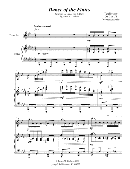 Tchaikovsky Dance Of The Flutes From Nutcracker Suite For Tenor Sax Piano Page 2